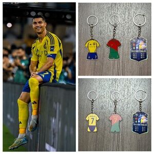 Cristiano Ronaldo Al-Nassr Home & Portugal Jersey Kit – 3 Keychains Bundle